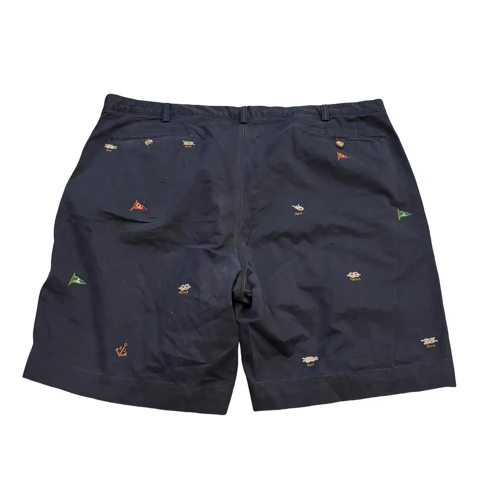 Polo Ralph Lauren Mens 46 Navy Blue Nautical Knot Embroidered Chino Shorts